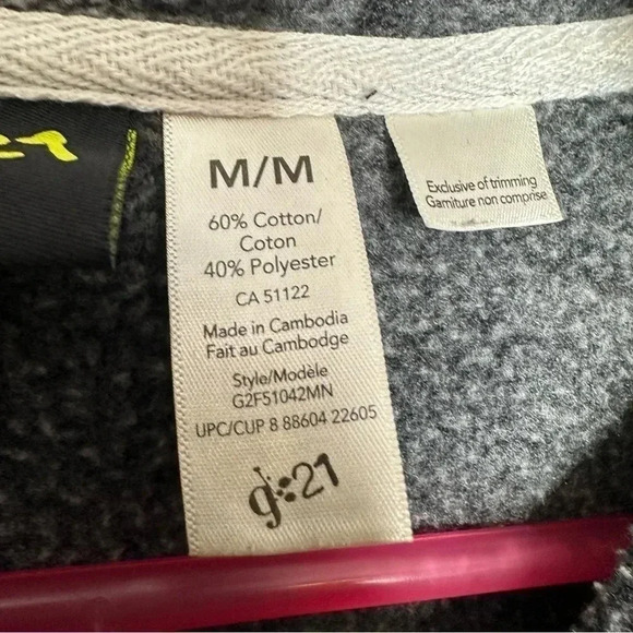 G21 Hoodie Blackish Grey Front Pocket Size Medium - Picture 7 of 16